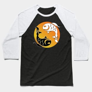 Yin and Yang Tribal style fish, yellow Baseball T-Shirt